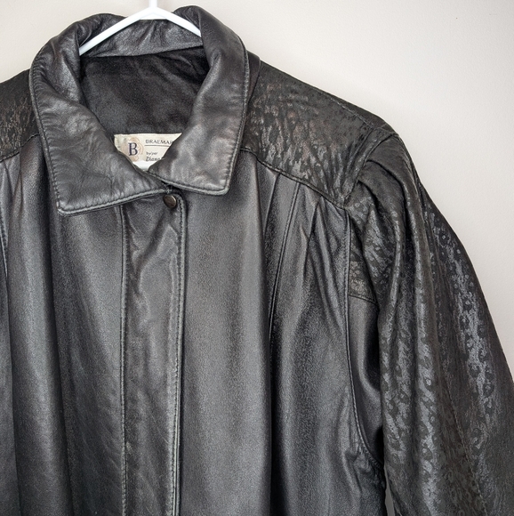 Braemar 80s Vintage Black Leather Feminine Biker Jacket Womens Small - Picture 6 of 13